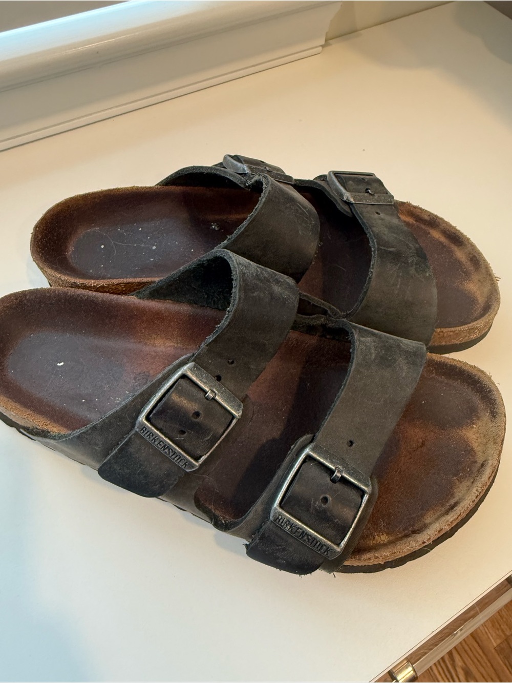 Birkenstock Black Two-Strap Suede Slide Sandals